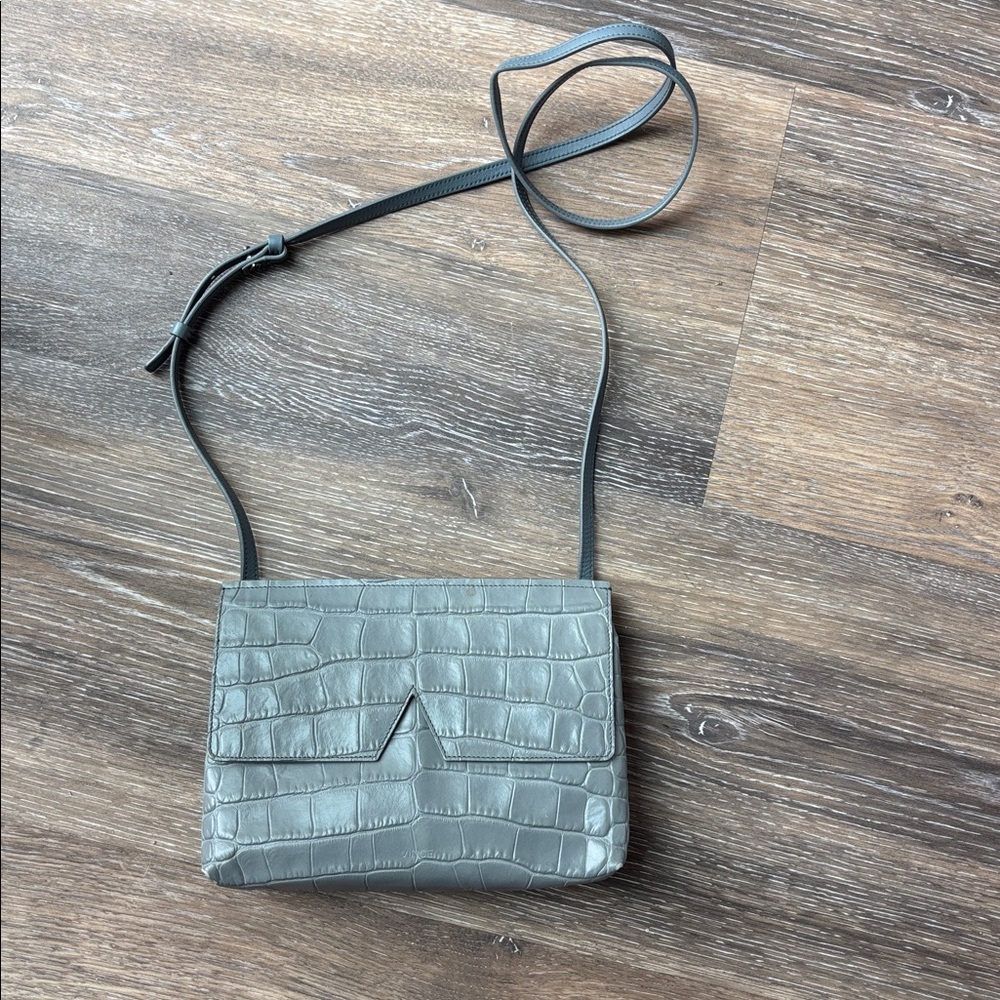Vince gray Croc Embossed Cross Body Bag